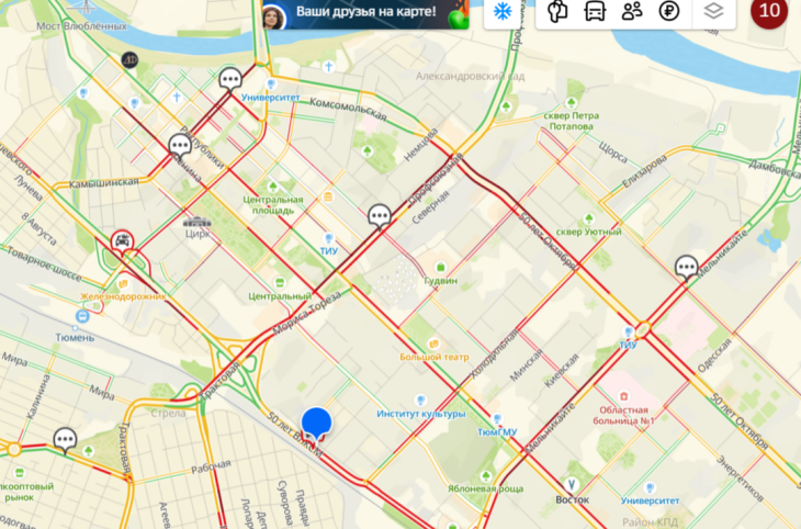 Тюмень встала в 10-балльные пробки 24 января