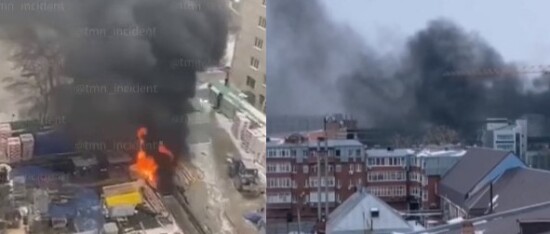 В Тюмени 11 сотрудников МЧС потушили пожар на стройке