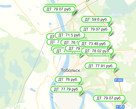 Скриншот агрегатора цен  fuelprice.ru  