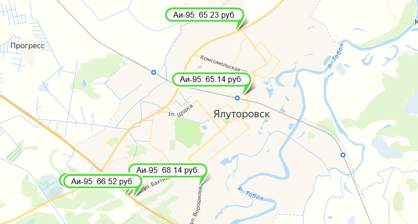Скриншот агрегатора цен  fuelprice.ru  