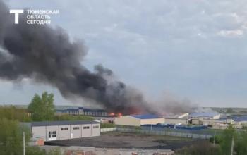 Последствия пожара на мясокомбинате в Ишиме показали с воздуха