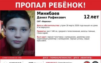 В Тюмени ищут 12-летнего мальчика, пропавшего в СНТ «Березка»