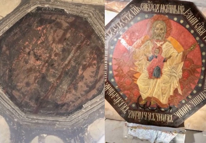 Тюменские реставраторы восстановили старинную роспись из Спасской церкви