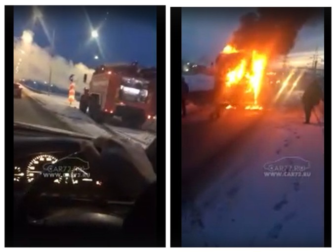 В Тюмени на дороге загорелся грузовик