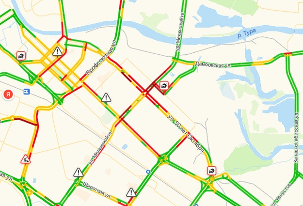 Карта тюмени пробки